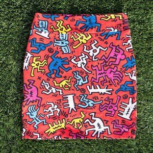 Forever 21 x Keith Haring Mini Pencil Skirt Medium